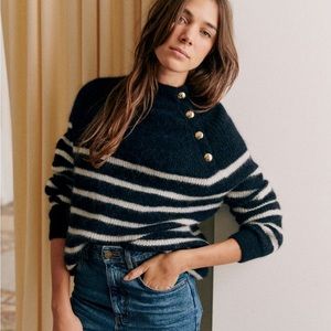 Sezane Trudy jumper in navy/ecru
